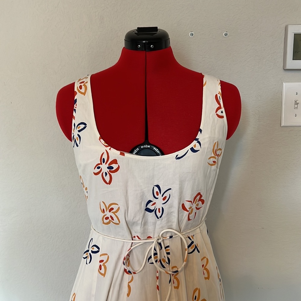 ✨NEW✨ Rebecca Taylor Flame Fleur Linen-Blend Midi-Dress - Size 4 - Picture 6 of 14